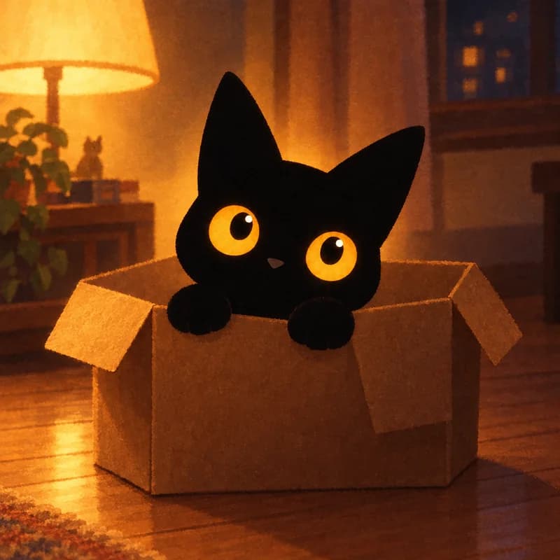 Catori peeking out of a cardboard box
